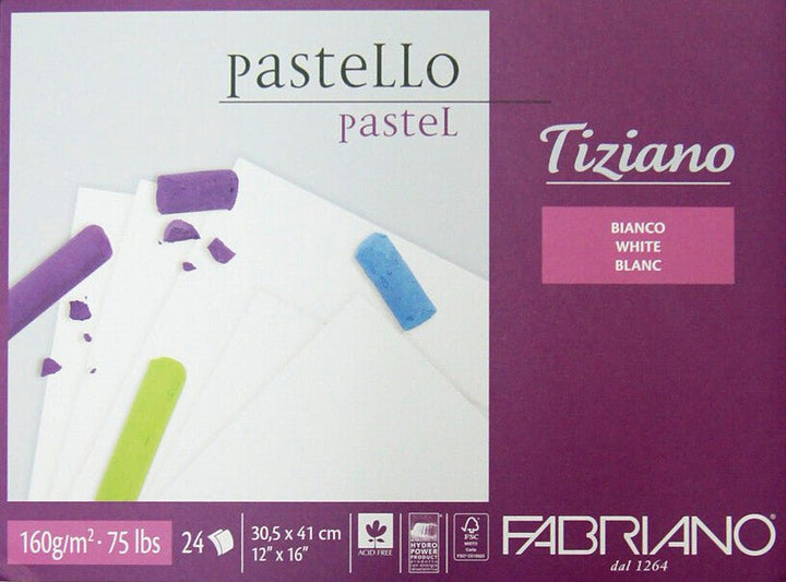 Fabriano Tiziano Block "Bianco" - 30.5 x 41 cm - 160g - 24 Blatt - Kidis Art