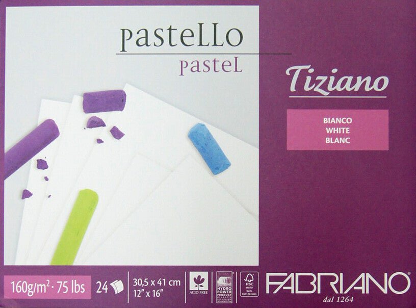 Fabriano Tiziano Block "Bianco" - 30.5 x 41 cm - 160g - 24 Blatt - Kidis Art