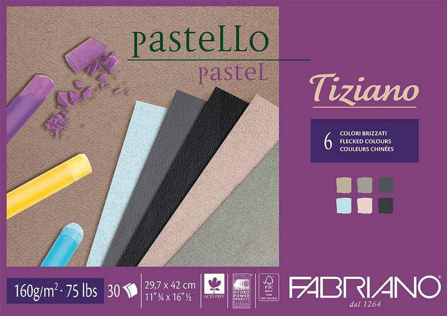 Fabriano Tiziano Block "gedeckte Töne" - A3 - 160g - 30 Blatt - Kidis Art