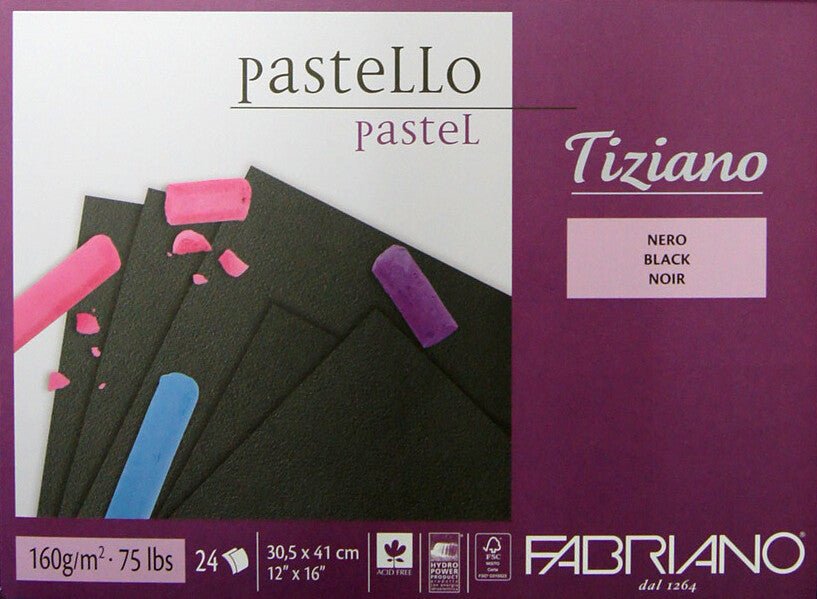 Fabriano Tiziano Block "Nero" - 30.5 x 41 cm - 160g - 24 Blatt - Kidis Art