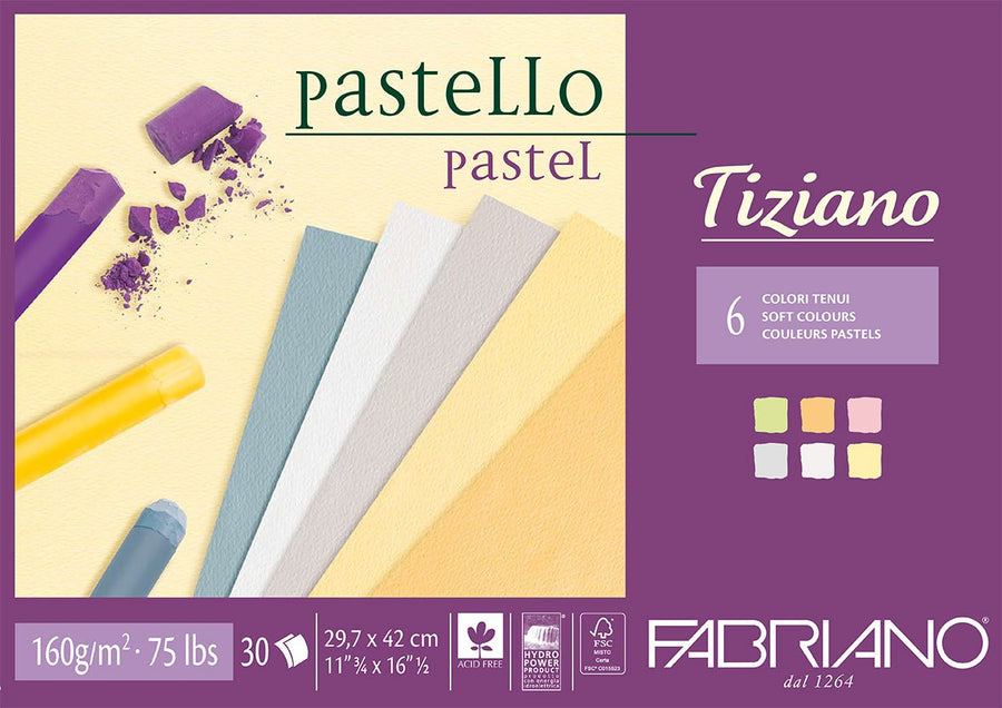 Fabriano Tiziano Block "sanfte Töne" - A3 - 160g - 30 Blatt - Kidis Art