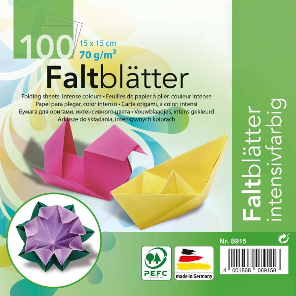 Faltblätter 70g 15x15cm 100 Bl fbg.sort - Kidis Art