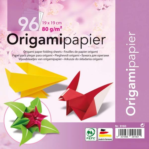 Faltblätter Origamipapier 19x19 cm 96 Blatt - Kidis Art