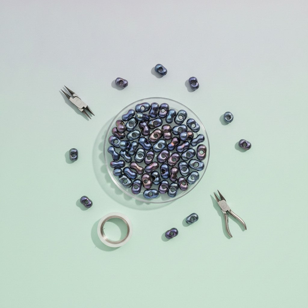 Farfalle 6,5mm blau irisierend 17g - Kidis Art