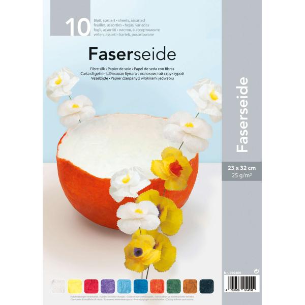 Faserseide sortiert 25g/m² 23x32 cm, 10 Bogen - Kidis Art