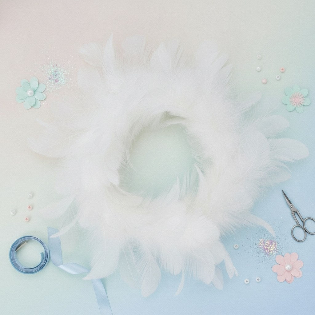 weißer Feder-Kranz 16 cm für Floristik und DIY Dekoration