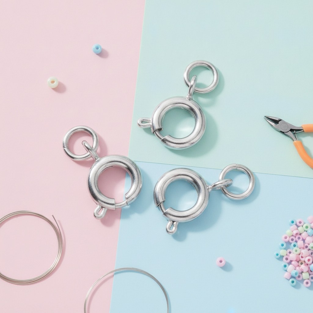 Federring mit Ring 10St, 7mm silberfarben - Kidis Art