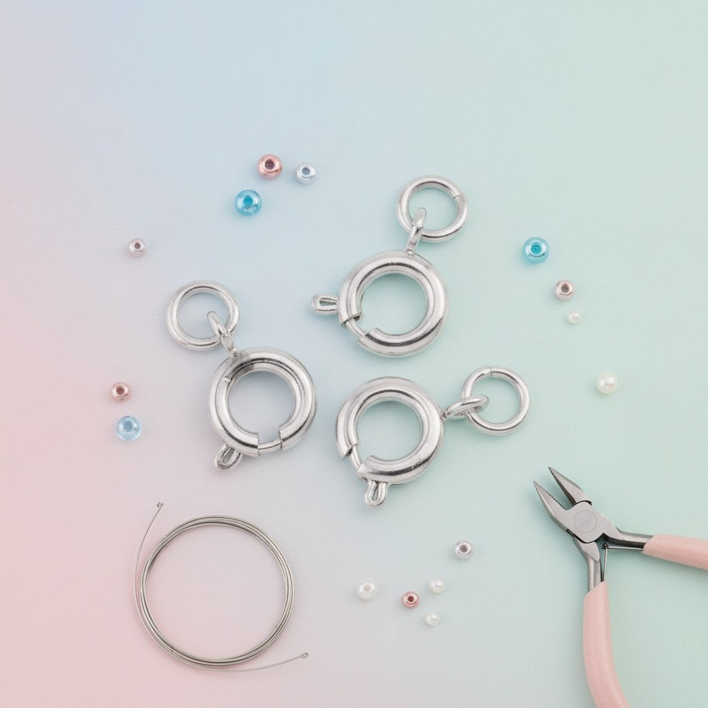 Federring mit Ring 5St, 9mm goldfarben - Kidis Art