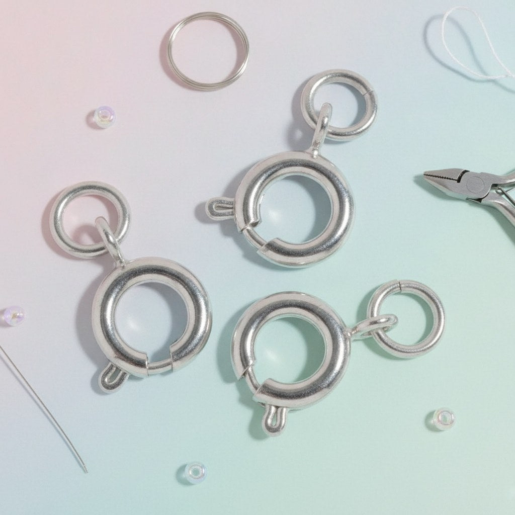 Federring mit Ring 5St, 9mm silberfarben - Kidis Art
