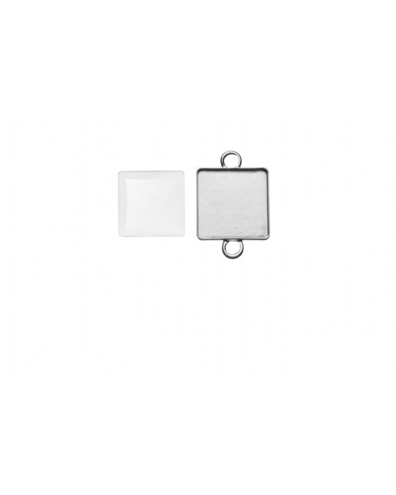 Doppelösenhänger quadratisch silberfarben 20x20mm