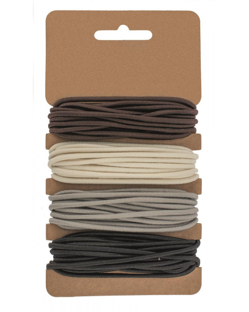 Gummibänder, 4x3m, Ø 2mm, beige/grau/braun/schwarz