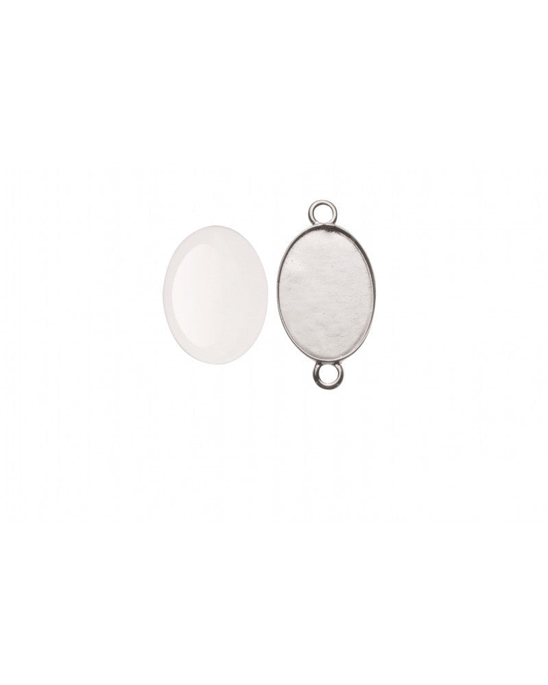 Doppelösenhänger oval silberfarben 27x19mm