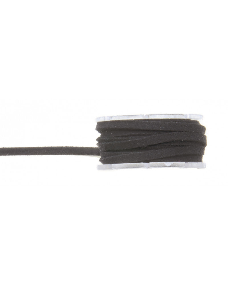 Velour-Lederband-Rolle 3mm/2m, flach schwarz