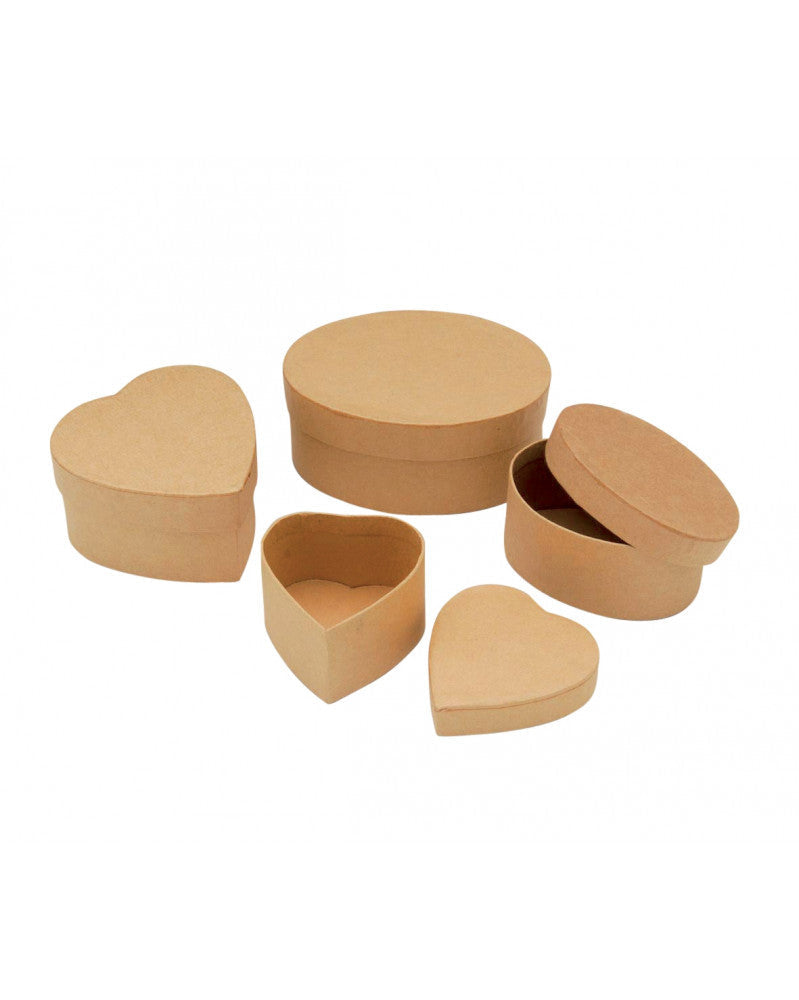 Mini-Boxen-Set aus Pappe 4-tlg 2x oval, 2x herzförmig FSC