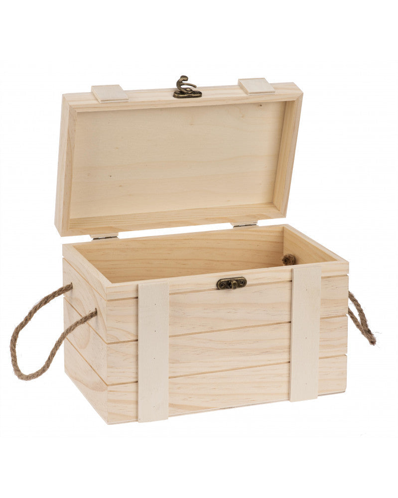 Schatztruhe mit Griffen, Holz Verschluss, 24x16,5x15,5cm