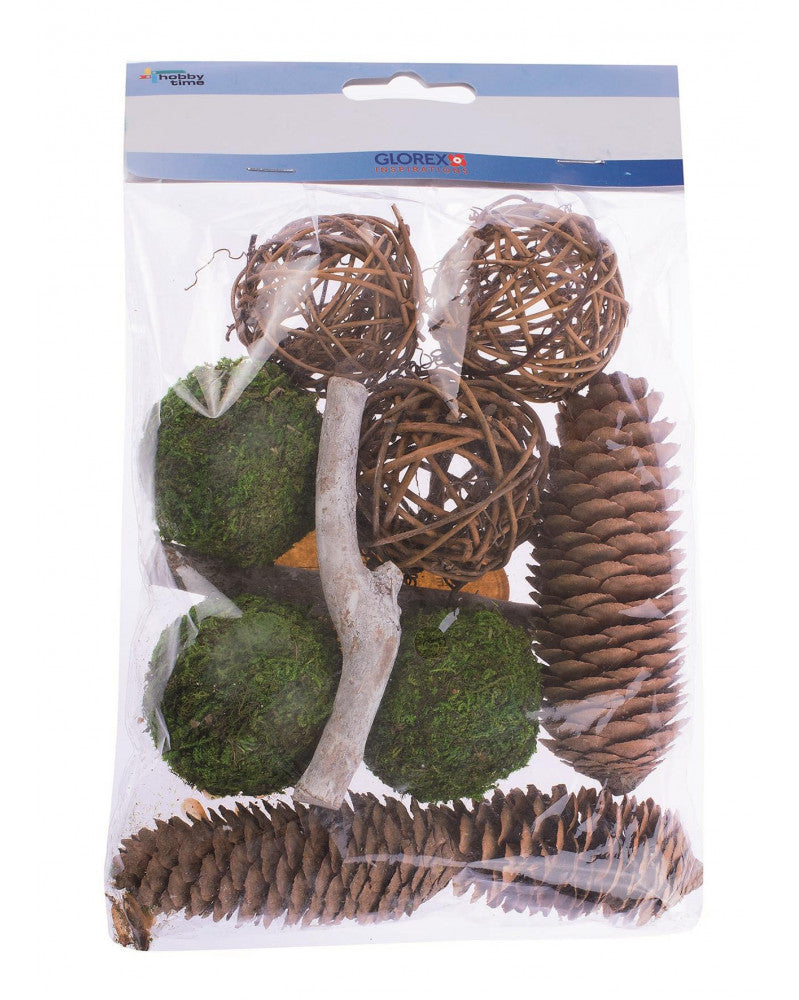 Potpourri Zapfen Rattankugeln braun/grün