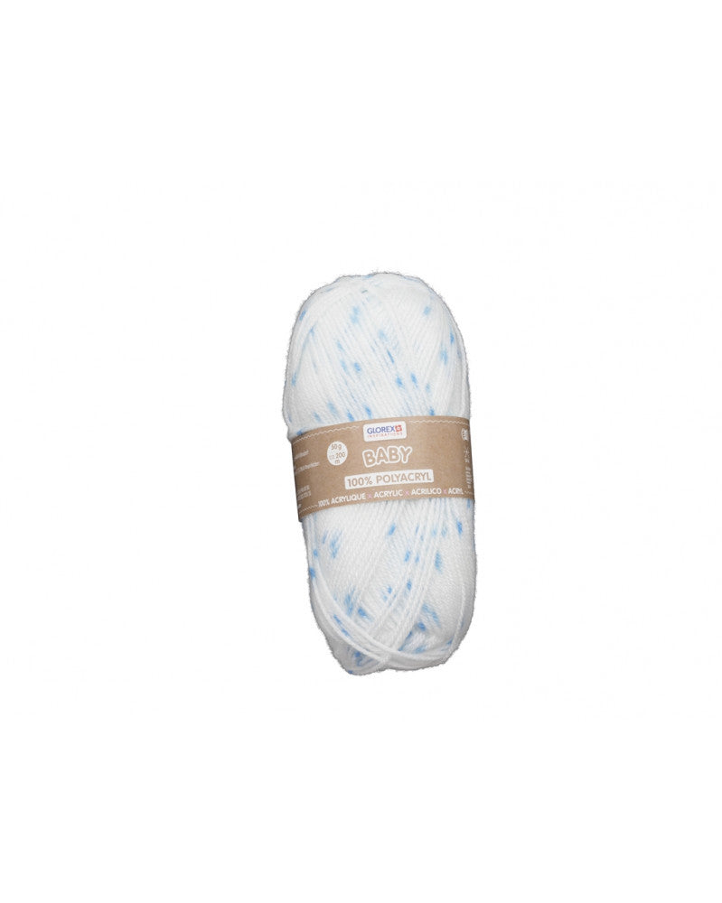 Baby 100% Acryl, 50g, weiss/blau gepunktet
