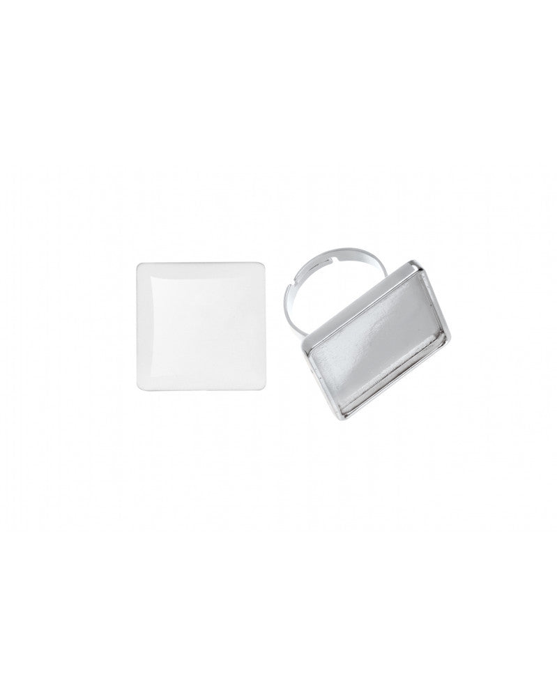 Fingerring quadratisch silberfarben 27x27mm