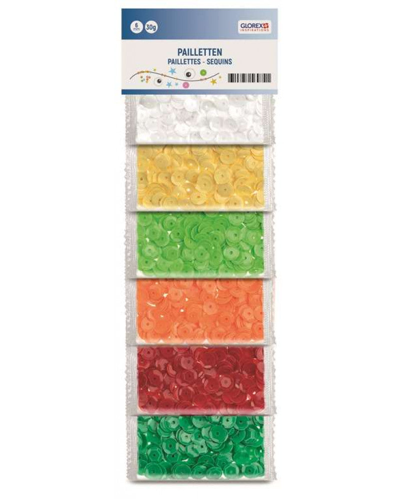 Pailletten, 6mm, 6Fb., 30g