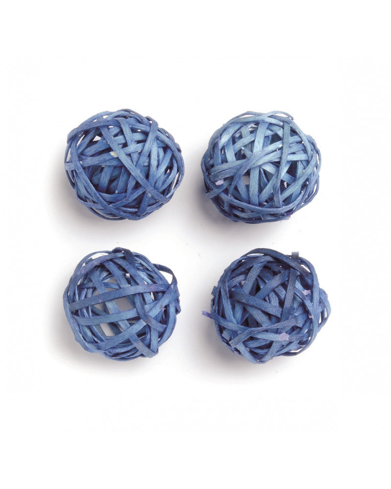 Rattankugeln 4Stk 4cm blau