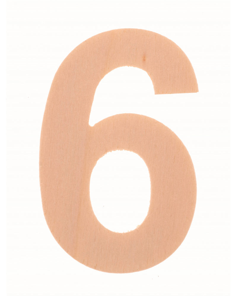 Zahl "6" 6cm Pappel FSC