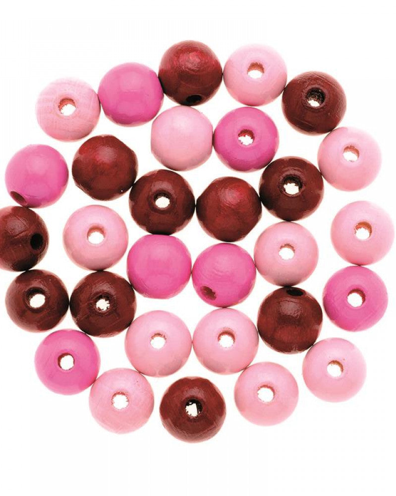 Holzperle 10mm 47St rosa-mix