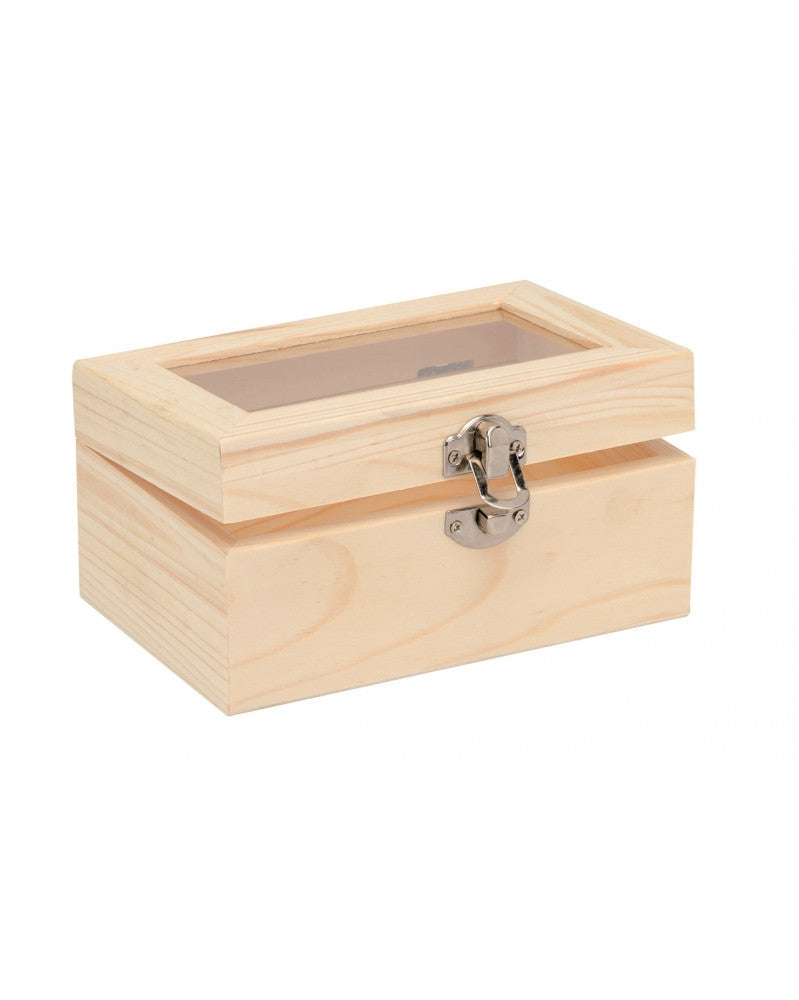 Holzbox m. Glas 15x10x7,8cm Glorex