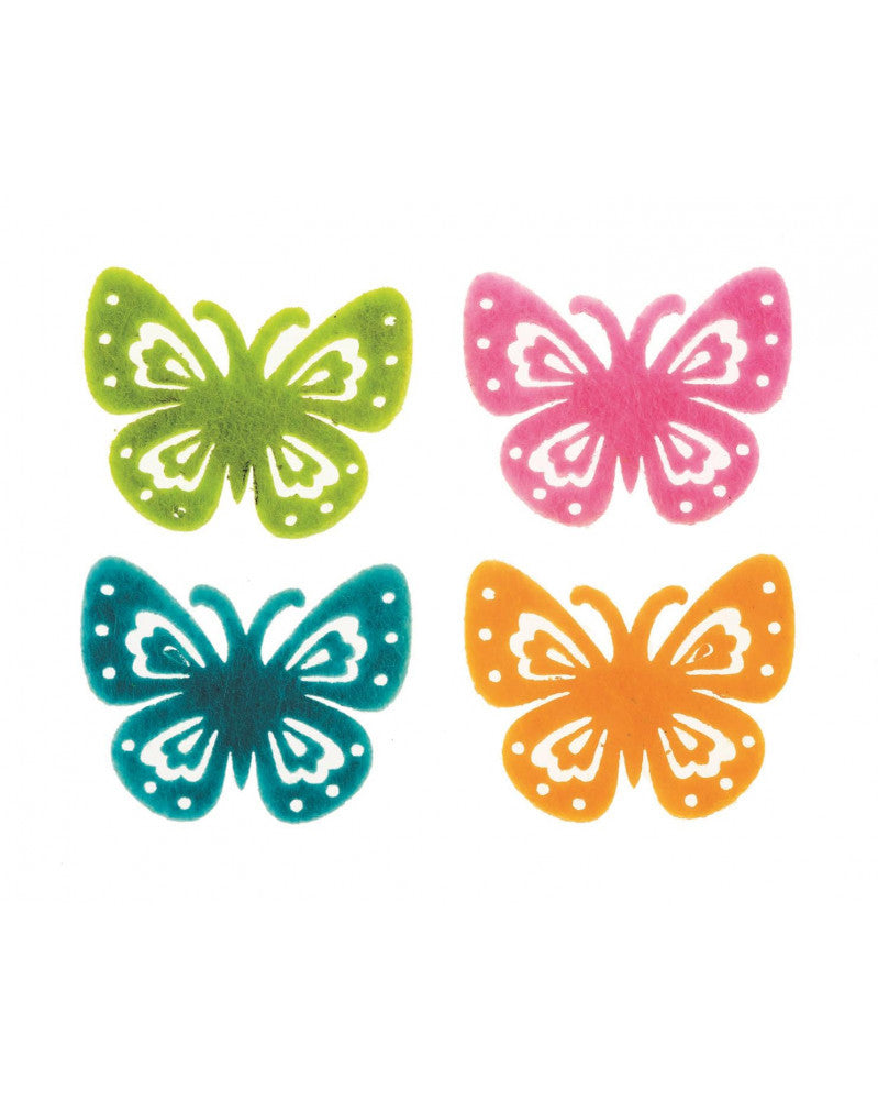 Schmetterlinge aus Filz 12Stk. 4 Farben 33x30mm