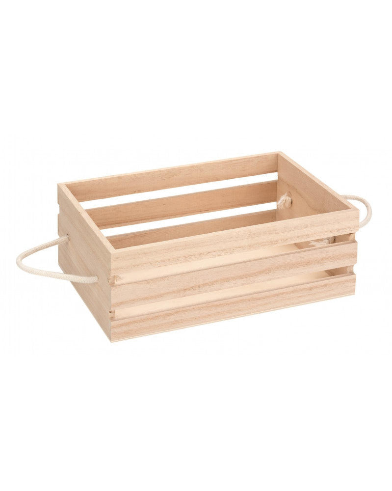 Holzkiste mit Kordelhandgriff, 24x16x8,5cm, Blauglockenbaum Glorex