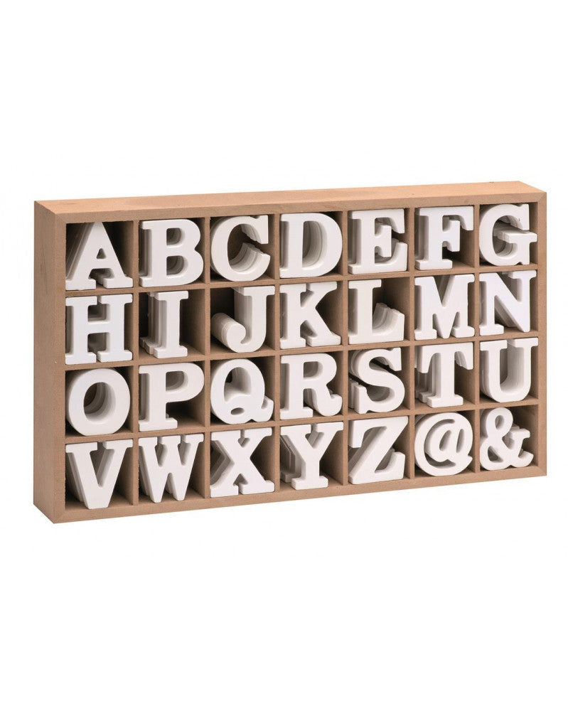 Buchstaben MDF 5,5x0,9cm 140Stk. in Holzbox