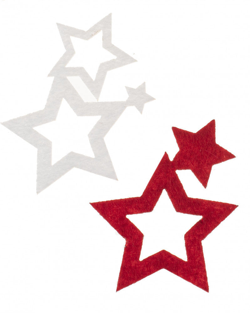 Filz-Sterne, 6St. 6cm, rot/weiss