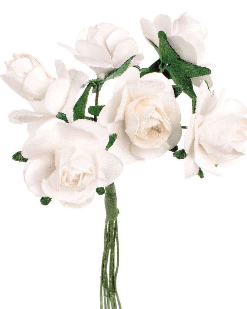 Röschen 6 Blüten weiss