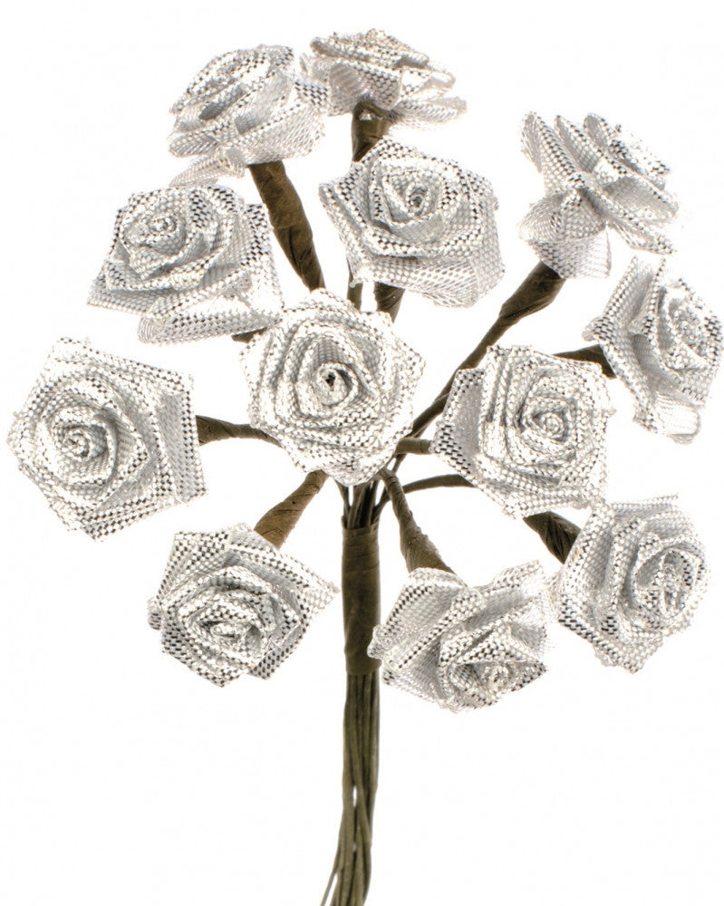 Diorröschen 12 Blüten silber, SB-Ausführung