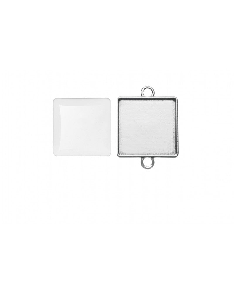 Doppelösenhänger quadratisch silberfarben 27x27mm