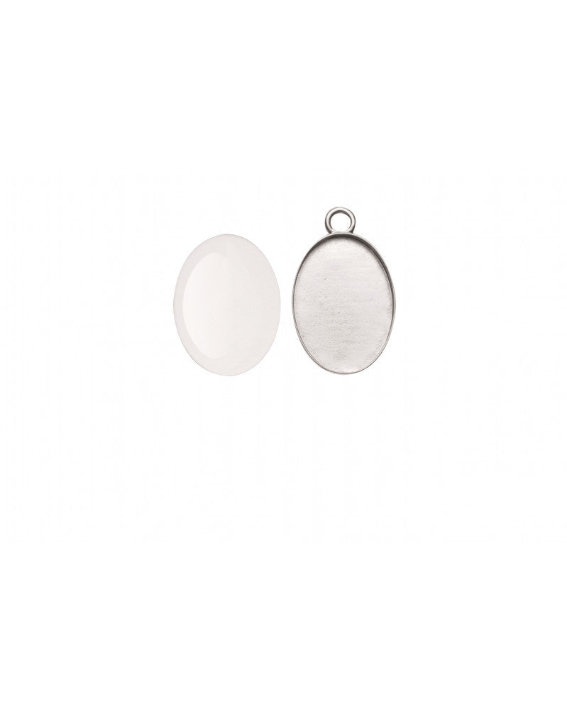 Anhänger oval silberfarben 27x19mm