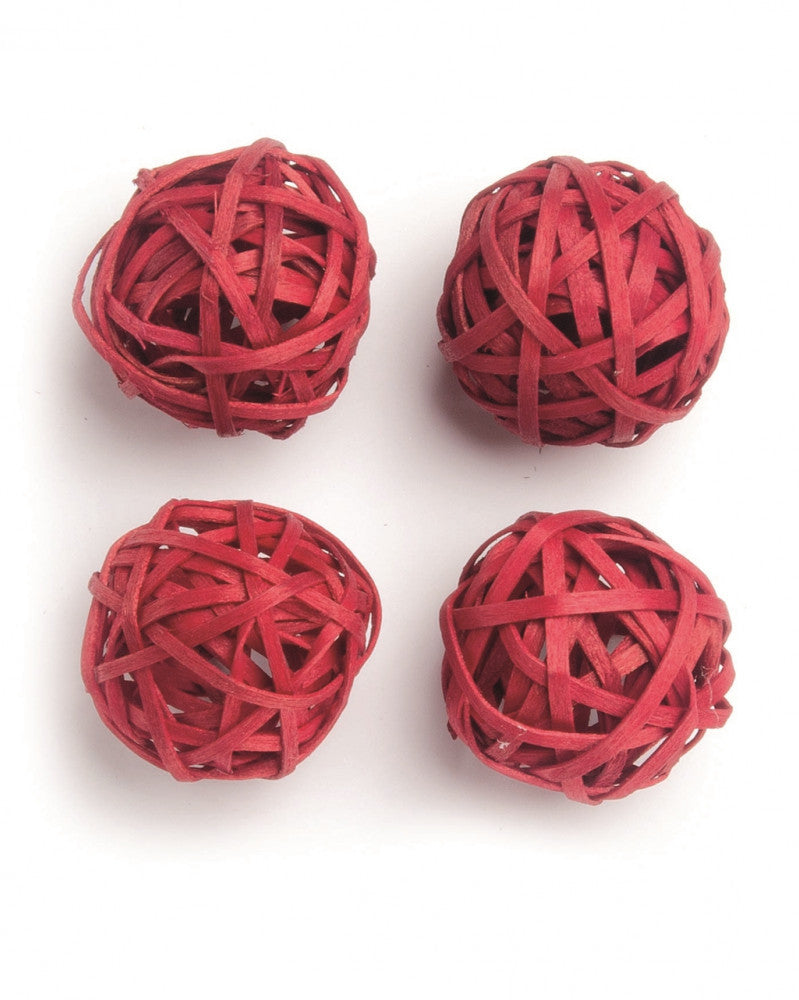 Rattankugeln 4Stk. 4cm dunkelrot