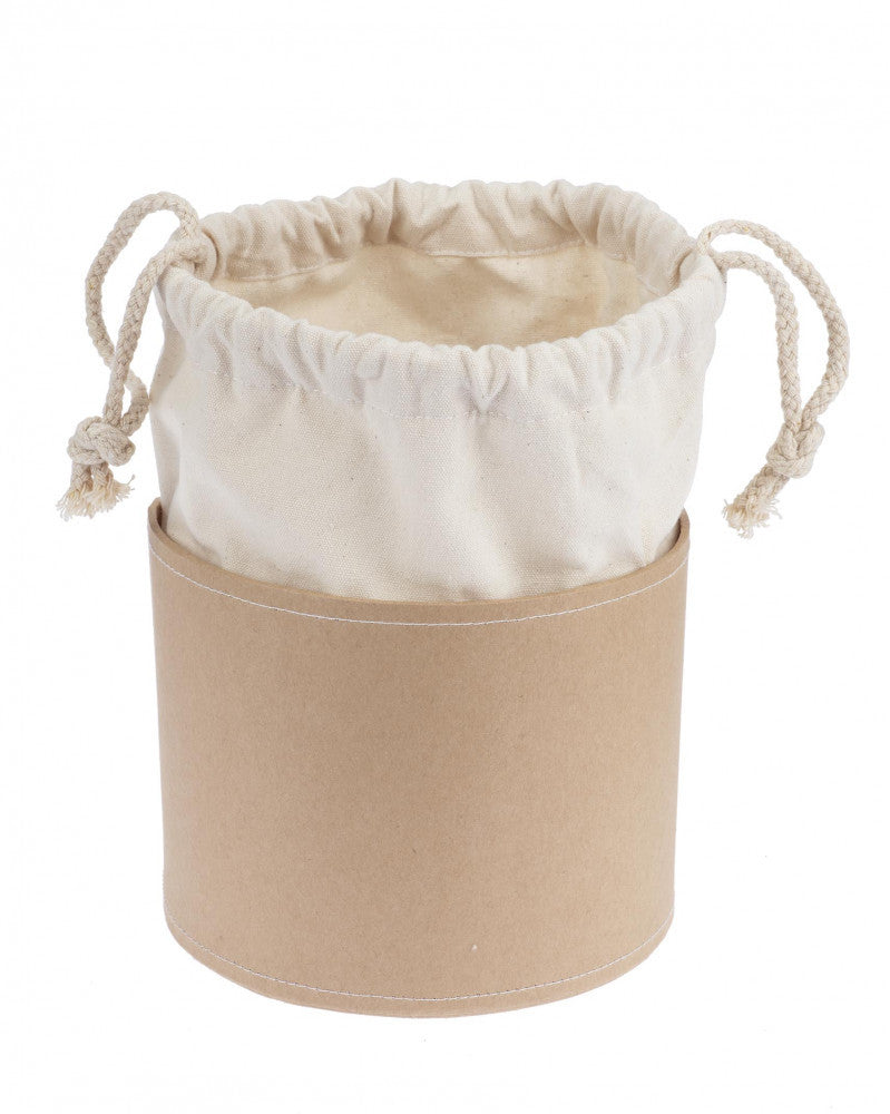Pappbox rund H 12cm, Dia 15cm, Mit Baumwollsack FSC