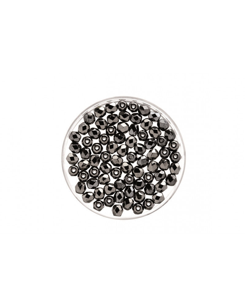 Glasschliffperle 6mm 50St Hematit