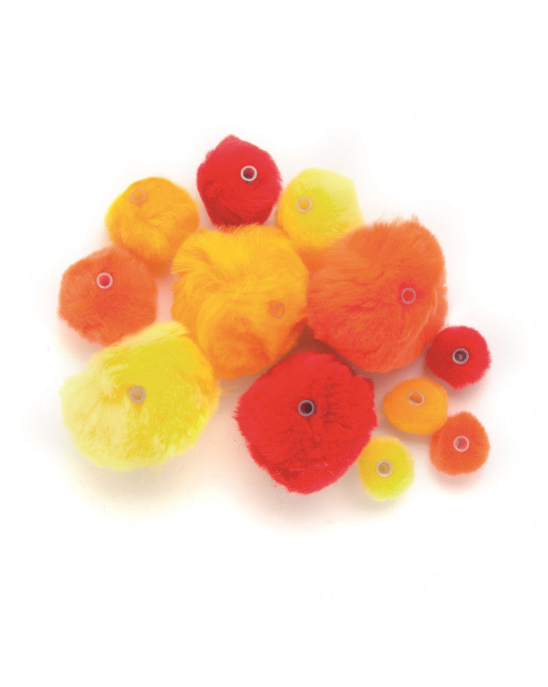 Acryl Pompons mit Öse ca 45 Stk. rot mix