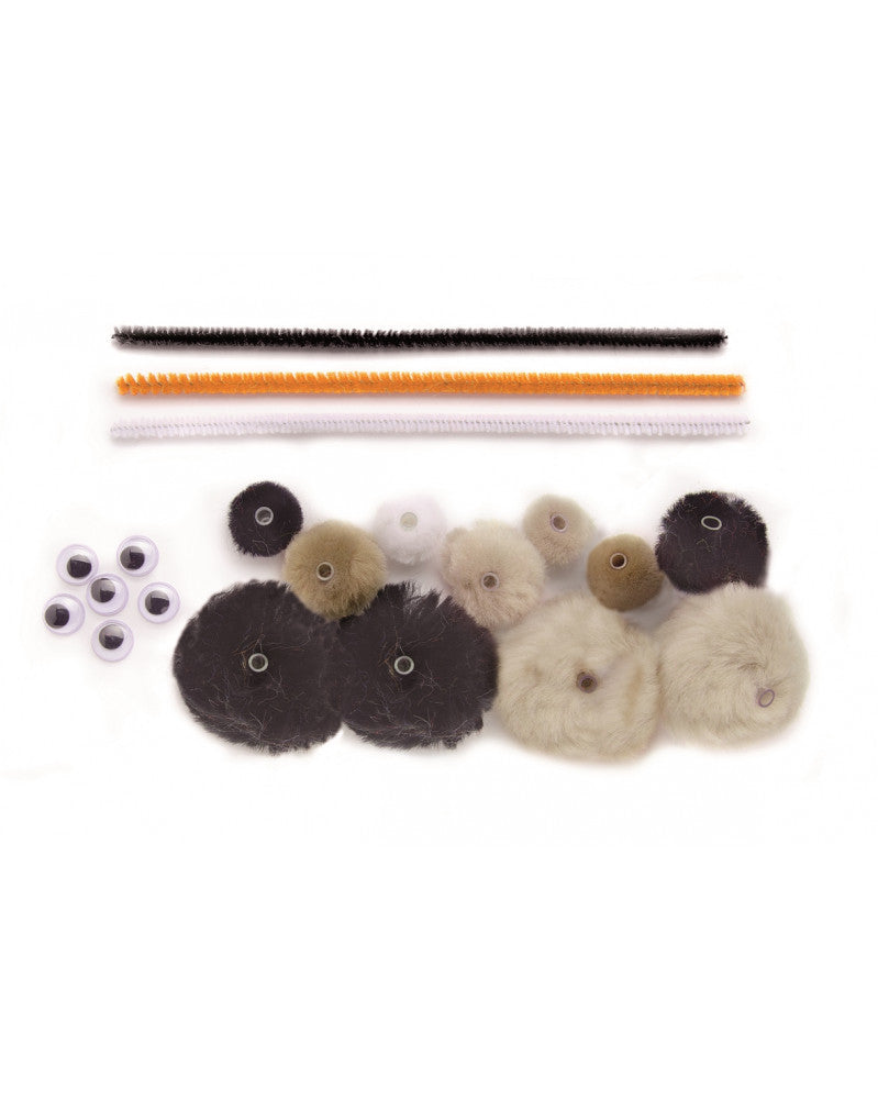 Bastelset Basic 56-teilig, schwarz/weiss/grau 100% Acryl