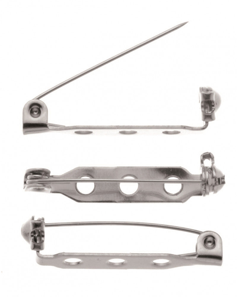 Broschennadeln silberfrb. 27mm mit Kugelverschluss 5Stk