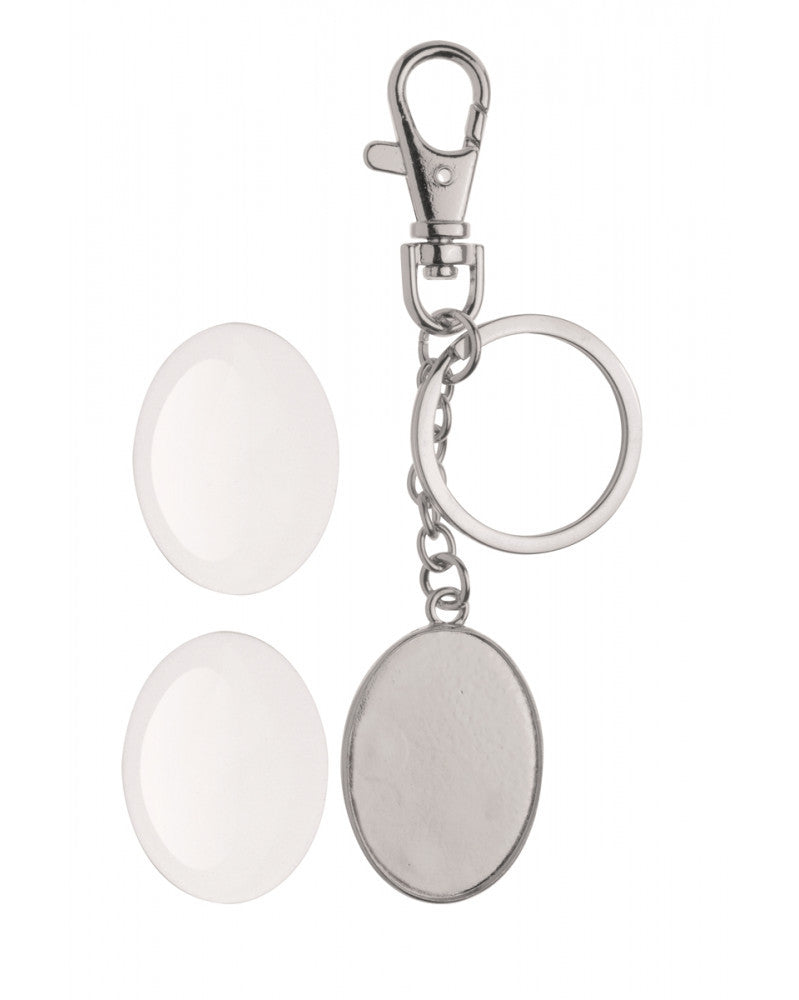 Schlüsselanhänger doppelseitig oval silberfarben37x27mm
