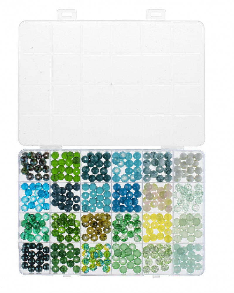 Glasperlen-Schmuckset türkis/grün