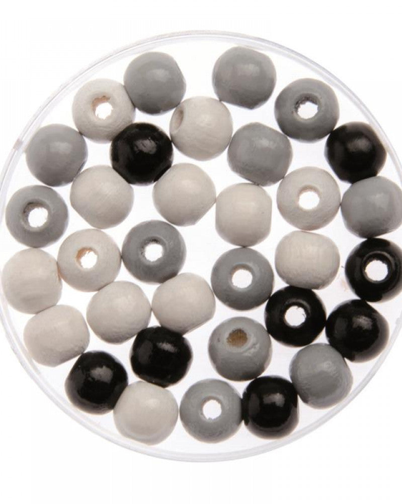 Holzperle 4mm 155St schwarz / grau / weiss FSC