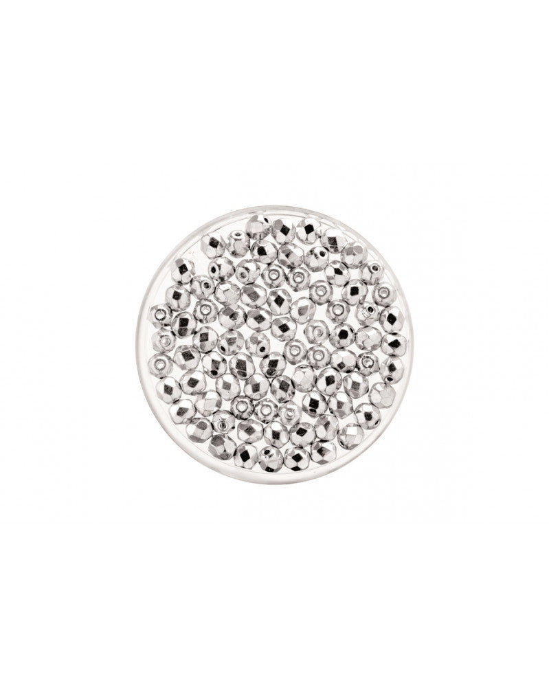 Glasschliffperle 6mm 50St silberfarben