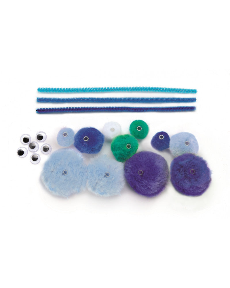 Bastelset Basic 56-teilig, blau mix 100% Acryl