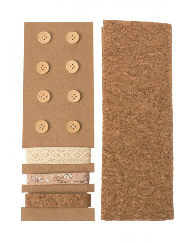 Kork-Set Lili Rose Nr. 3, 48x48cm Bänder 3x1m 8 Knöpfe