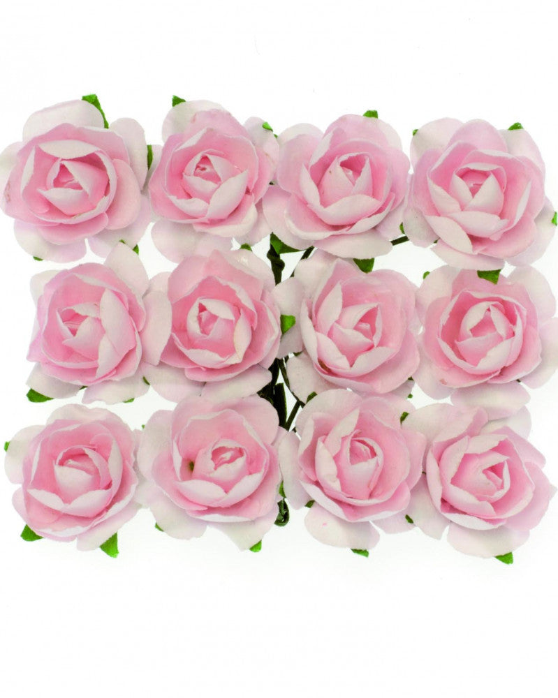 Röschen mit Draht 18mm 12Stk rosa