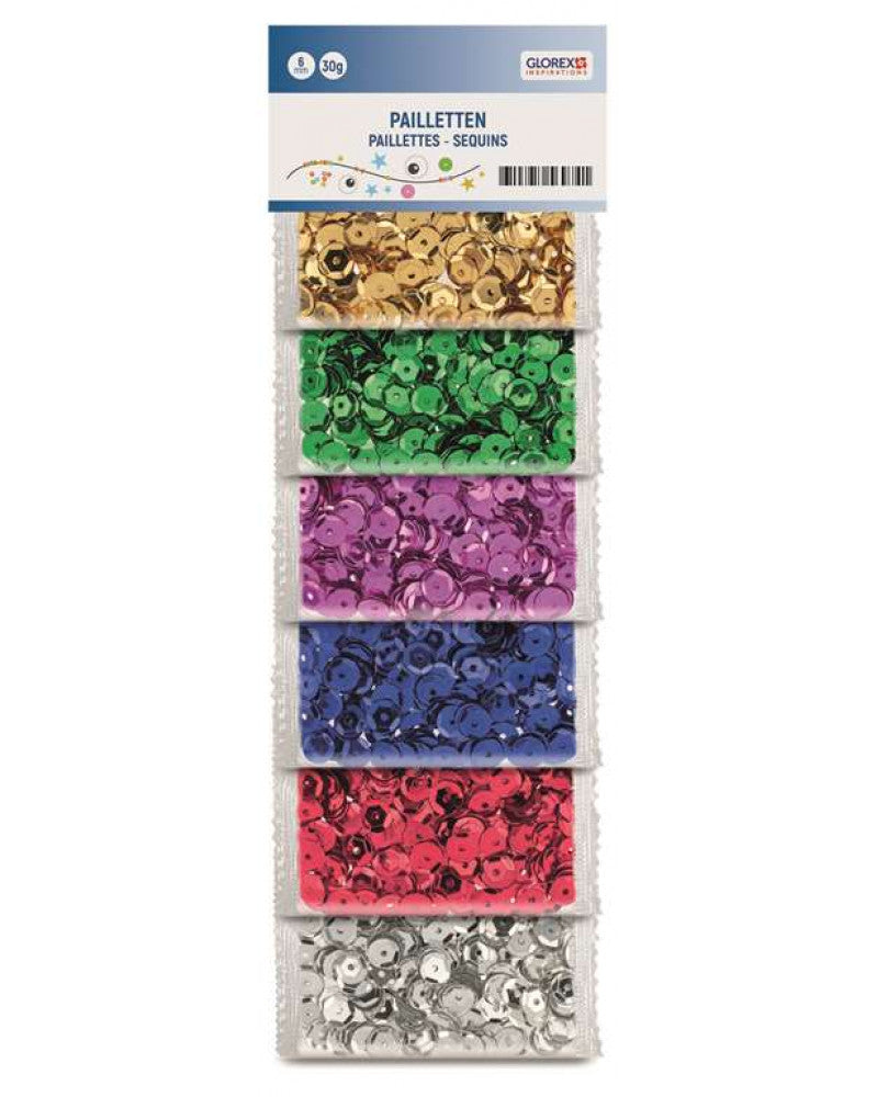 Pailletten, 6mm, 6Fb., 30g