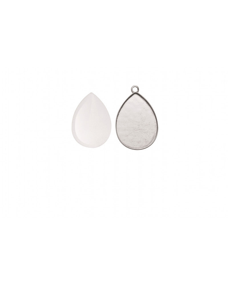 Anhänger tropfenform silberfarben 26x19mm